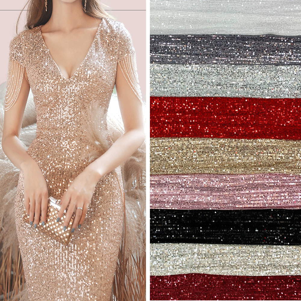 3D Printing On Fabric - 3/5/10yard Stretch Sequin Fabric Material Shiny