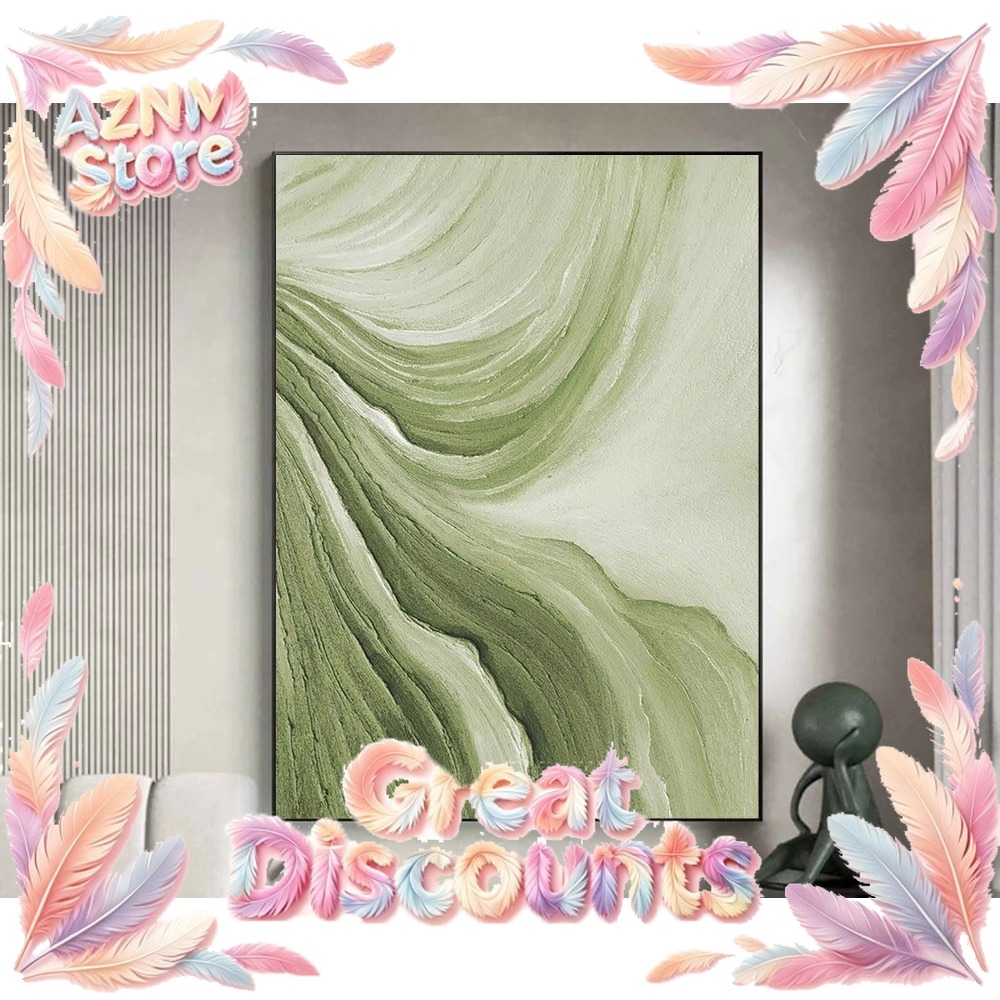 3D Printing Wall - Gold Green Minimalist Abstract Art Canvas