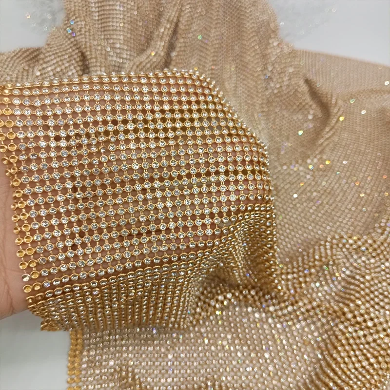 3D Printing On Fabric - 45x120cm Sparkly Gold Base Rhinestone Metal