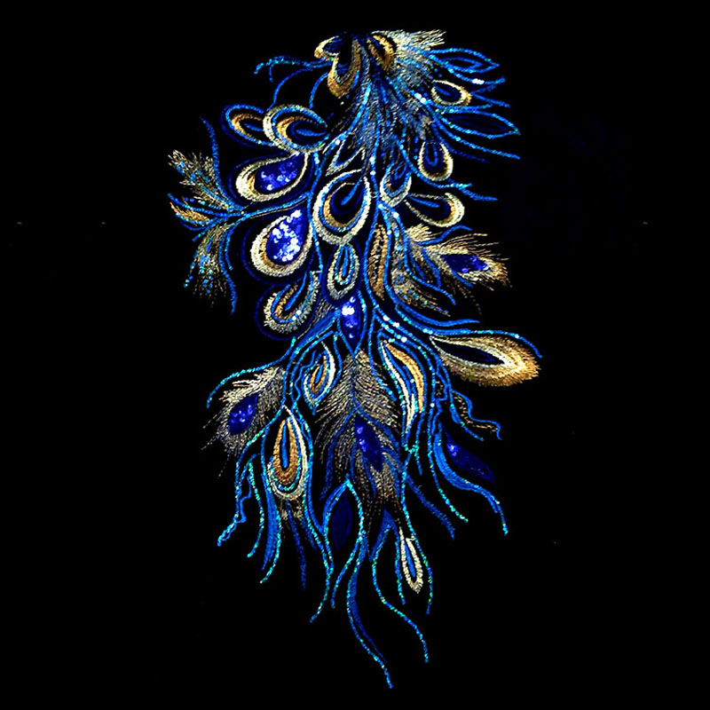3D Printing On Fabric - Embroidery Patches Fabric Sequin Peacock Feather