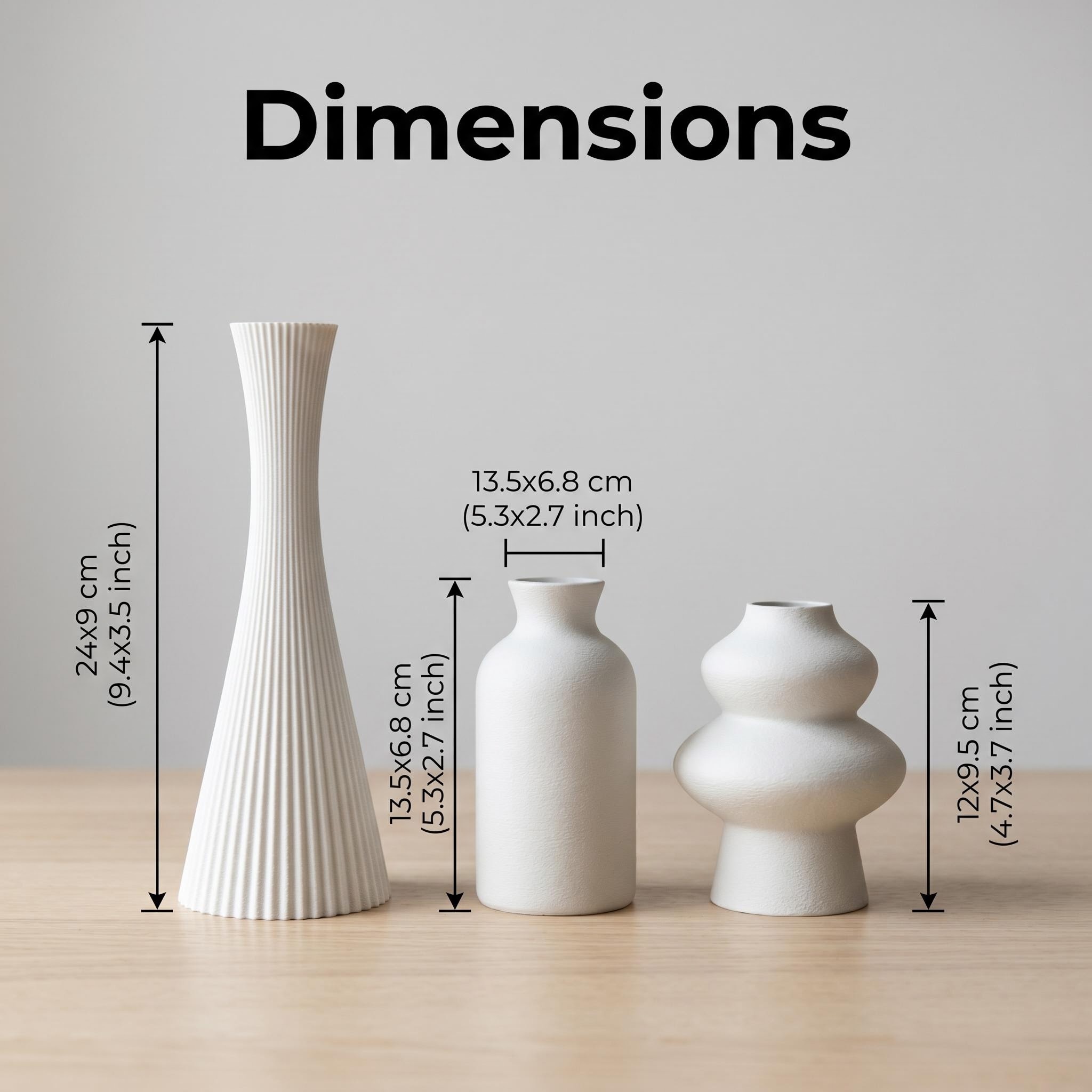 3-Piece Matte Mixed 3D Printed - огляд і ціна 3D Printing Vase