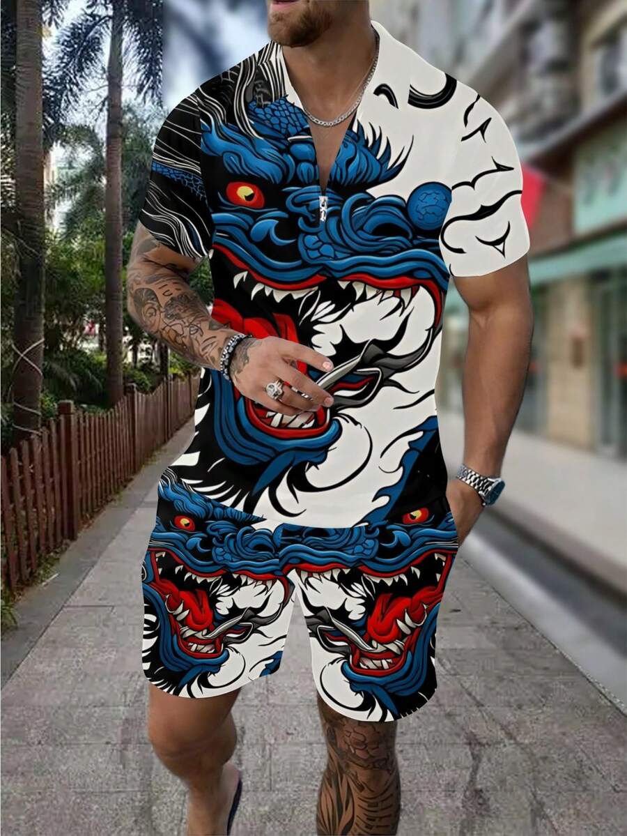 Men's 3D Dragon Print Zipper P - огляд і ціна 3D Printing Dragon